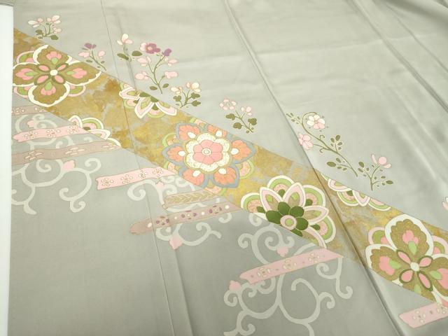平和屋着物●京友禅作家　米沢新之助　訪問着　駒刺繍　洋花文　金彩　正絹　逸品　DAAX4416ps