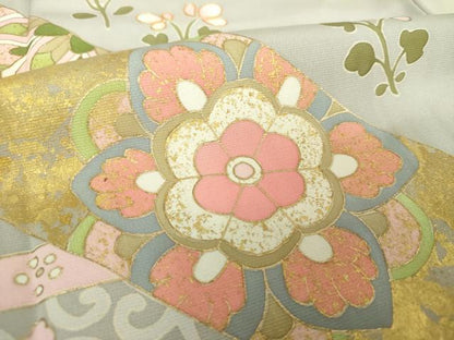 平和屋着物●京友禅作家　米沢新之助　訪問着　駒刺繍　洋花文　金彩　正絹　逸品　DAAX4416ps