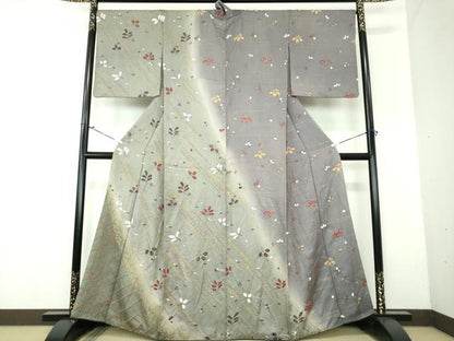 平和屋着物●訪問着　絞り　舞花文　暈し染め　金彩　正絹　逸品　DAAX4418ps