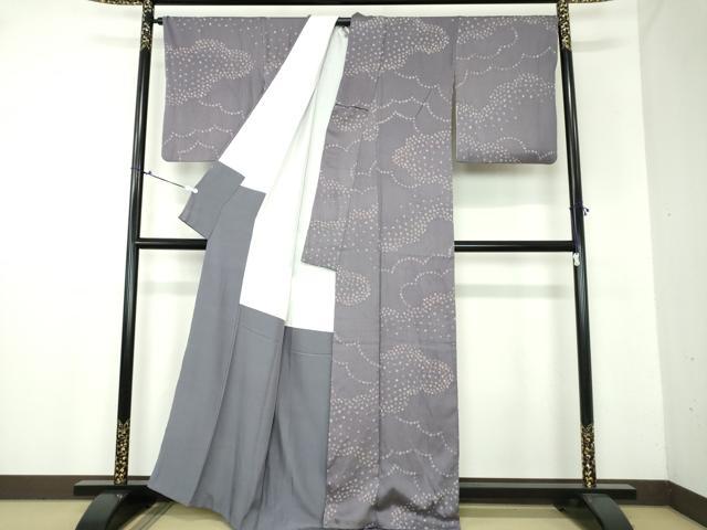 平和屋着物●上質な小紋　総絞り　雲文　正絹　逸品　DAAX4428ps
