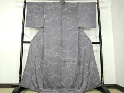 平和屋着物●上質な小紋　総絞り　雲文　正絹　逸品　DAAX4428ps