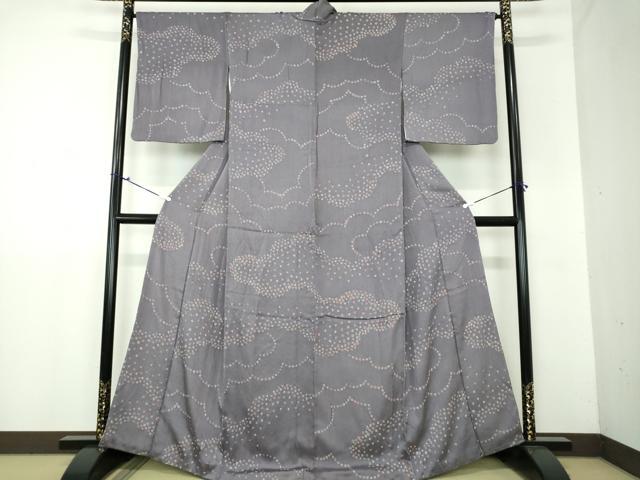 平和屋着物●上質な小紋　総絞り　雲文　正絹　逸品　DAAX4428ps