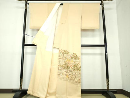平和屋着物●豪華色留袖　刺繍　松竹梅　風景文　金彩　正絹　逸品　DAAX4449ps