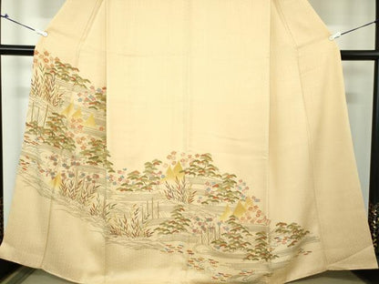 平和屋着物●豪華色留袖　刺繍　松竹梅　風景文　金彩　正絹　逸品　DAAX4449ps