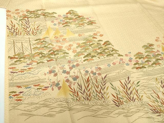 平和屋着物●豪華色留袖　刺繍　松竹梅　風景文　金彩　正絹　逸品　DAAX4449ps