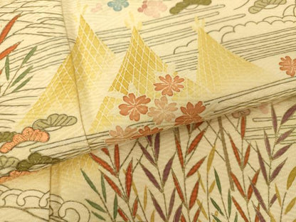 平和屋着物●豪華色留袖　刺繍　松竹梅　風景文　金彩　正絹　逸品　DAAX4449ps