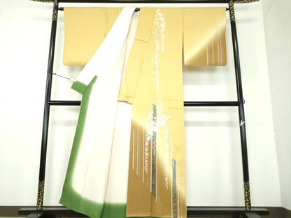 平和屋着物●訪問着 枝垂れ花 暈し染め 銀彩 正絹 逸品 DAAX4485ps