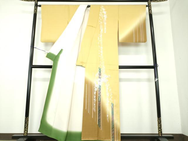 平和屋着物●訪問着 枝垂れ花 暈し染め 銀彩 正絹 逸品 DAAX4485ps