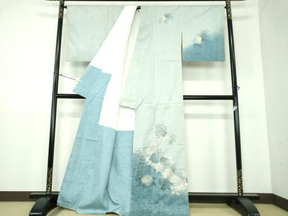 平和屋着物●本場染大島紬 訪問着 牡丹文 たたき染め 正絹 逸品 DAAX4503ps