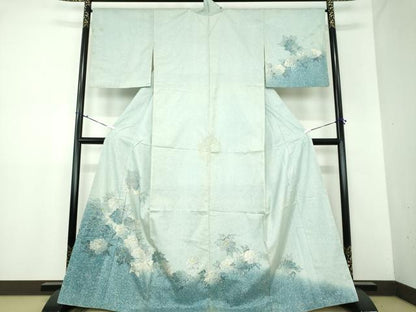 平和屋着物●本場染大島紬 訪問着 牡丹文 たたき染め 正絹 逸品 DAAX4503ps