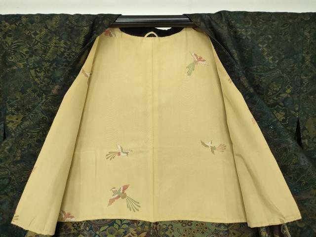 平和屋着物●道行コート　ロング丈　単衣　更紗花文　正絹　逸品　DAAX4507ps