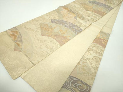 平和屋着物●西陣　六通柄袋帯　地紙獣花文　金銀糸　証紙付き　正絹　逸品　DAAX4555ps
