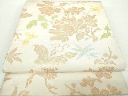 平和屋着物●桝屋高尾 全通柄 本袋帯 舞蝶花文 金糸 正絹 逸品 DAAX4562ps