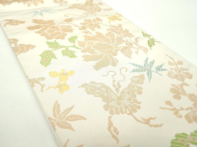 平和屋着物●桝屋高尾 全通柄 本袋帯 舞蝶花文 金糸 正絹 逸品 DAAX4562ps