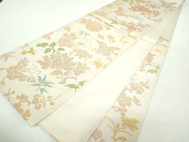 平和屋着物●桝屋高尾 全通柄 本袋帯 舞蝶花文 金糸 正絹 逸品 DAAX4562ps