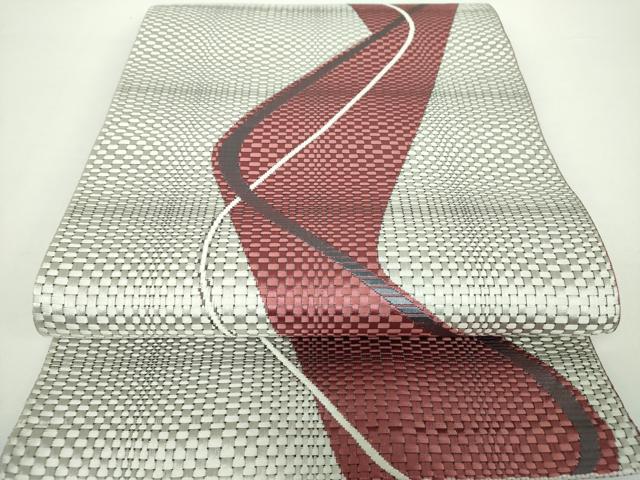 平和屋着物●本場筑前博多織 八寸名古屋帯 変わり間道 正絹 逸品 未使用 DAAX4605ps