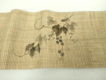 平和屋着物＊夏物 つけ帯 手描き 葡萄蔦の葉文 麻 逸品 DAAX4641ps