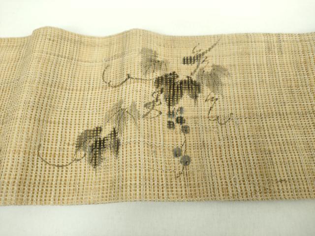 平和屋着物＊夏物 つけ帯 手描き 葡萄蔦の葉文 麻 逸品 DAAX4641ps