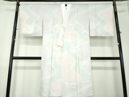 平和屋着物●上質な長襦袢 無双仕立て 束ね熨斗花地紋 暈し染め まるやま扱い 正絹 逸品 未使用 DAAX4664ps