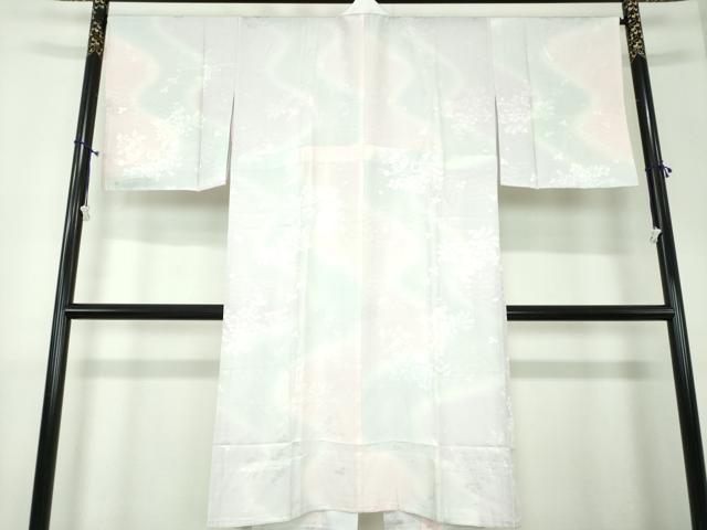 平和屋着物●上質な長襦袢 無双仕立て 束ね熨斗花地紋 暈し染め まるやま扱い 正絹 逸品 未使用 DAAX4664ps