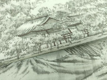 平和屋着物●男性　本場染大島紬　訪問着　作家物　手描き　嵯峨大沢池　正絹　逸品　DAAX4672ps