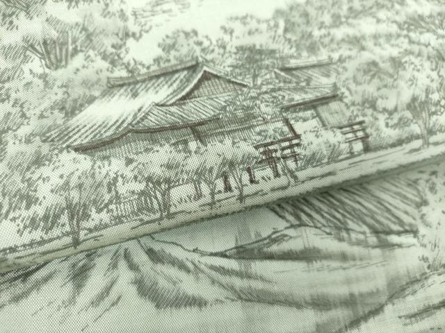 平和屋着物●男性　本場染大島紬　訪問着　作家物　手描き　嵯峨大沢池　正絹　逸品　DAAX4672ps