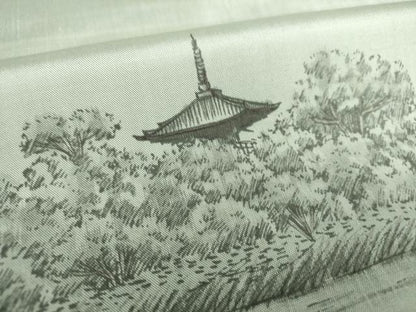 平和屋着物●男性　本場染大島紬　訪問着　作家物　手描き　嵯峨大沢池　正絹　逸品　DAAX4672ps