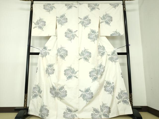 平和屋着物●本場大島紬　白大島　7マルキ　舞花文　正絹　逸品　未使用　DAAX4687ps