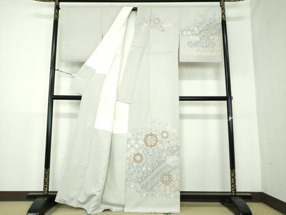 平和屋着物●中国三大刺繍 スワトウ相良刺繍 汕頭相良刺繍 総刺繍 訪問着 絞り 正倉院花文 金糸 正絹 逸品 DAAX4699ps