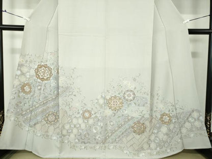 平和屋着物●中国三大刺繍 スワトウ相良刺繍 汕頭相良刺繍 総刺繍 訪問着 絞り 正倉院花文 金糸 正絹 逸品 DAAX4699ps