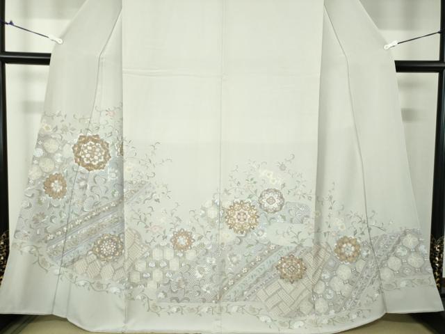 平和屋着物●中国三大刺繍 スワトウ相良刺繍 汕頭相良刺繍 総刺繍 訪問着 絞り 正倉院花文 金糸 正絹 逸品 DAAX4699ps