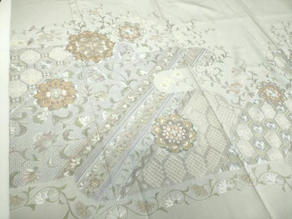 平和屋着物●中国三大刺繍 スワトウ相良刺繍 汕頭相良刺繍 総刺繍 訪問着 絞り 正倉院花文 金糸 正絹 逸品 DAAX4699ps