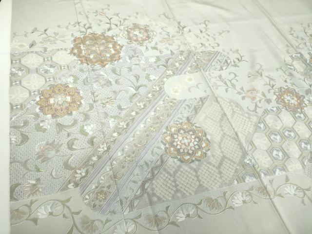 平和屋着物●中国三大刺繍 スワトウ相良刺繍 汕頭相良刺繍 総刺繍 訪問着 絞り 正倉院花文 金糸 正絹 逸品 DAAX4699ps
