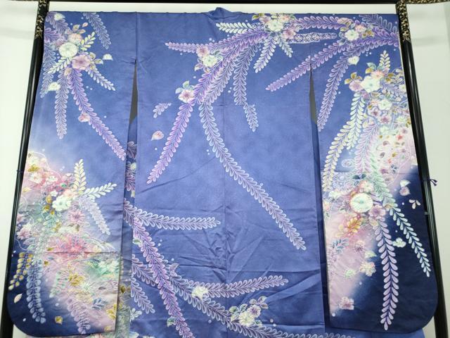 平和屋着物●豪華振袖 作家物 絞り 辻が花 千鳥 暈し染め 銀通し地 京都きもの友禅扱い 正絹 逸品 DAAX4706ps