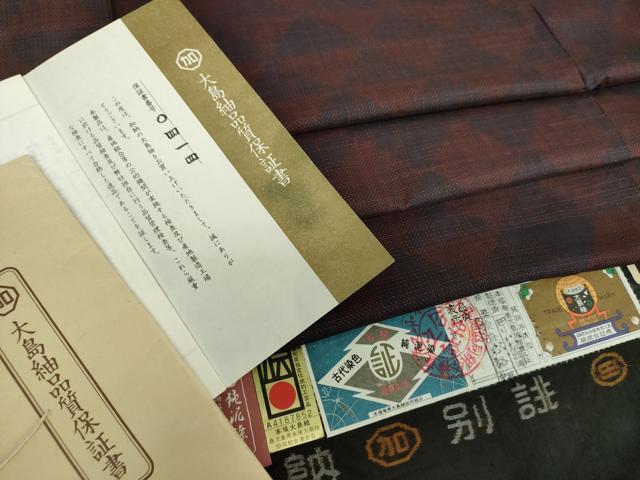 平和屋着物●本場大島紬 7マルキ 古代染色純泥染 鱗文 田中絹織物謹製 加納別誂 証明書・証紙付き 正絹 逸品 DAAX4719ps