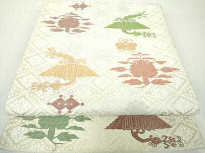 平和屋着物●六通柄袋帯 唐織 花鳥文 正絹 逸品 DAAX4737ps