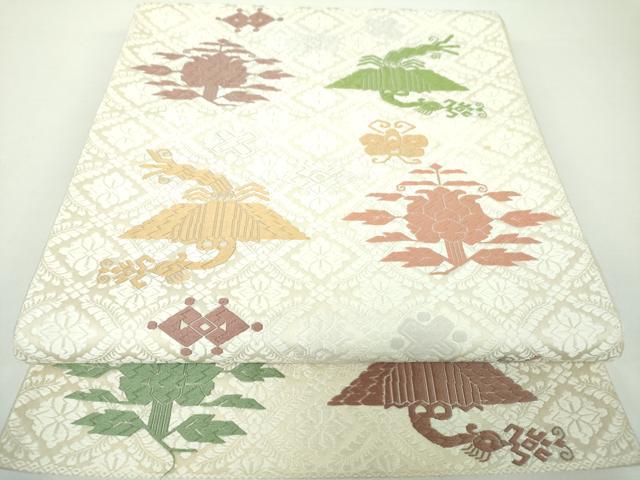 平和屋着物●六通柄袋帯 唐織 花鳥文 正絹 逸品 DAAX4737ps