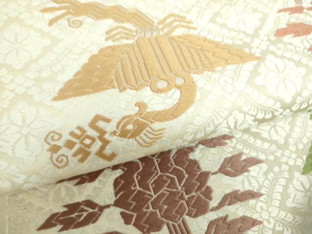 平和屋着物●六通柄袋帯 唐織 花鳥文 正絹 逸品 DAAX4737ps