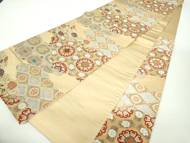 平和屋着物●六通柄袋帯 唐錦 雲取り正倉院文 金糸 正絹 逸品 DAAX4745ps