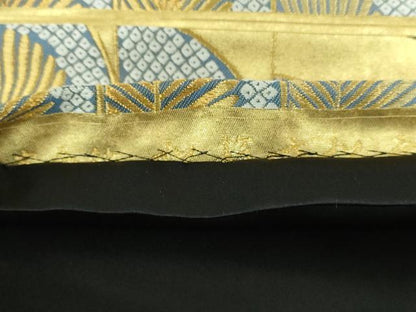 平和屋着物●西陣 長嶋成織物 ながしま帯 六通柄袋帯 松市松文 本金箔 瀞金錦 正絹 逸品 DAAX4762ps