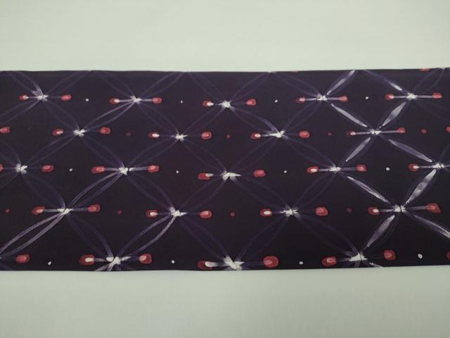 平和屋着物●塩瀬　九寸名古屋帯　作家物　ろうけつ染め　七宝繋ぎ　正絹　逸品　DAAX4783ps