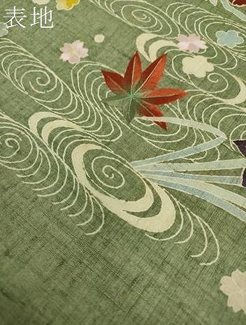 平和屋着物●九寸名古屋帯 生紬 刺繍 竜田川花文 正絹 逸品 DAAX4788ps