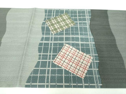 平和屋着物●太鼓柄袋帯　法世　変わり格子　正絹　逸品　DAAX4863ps