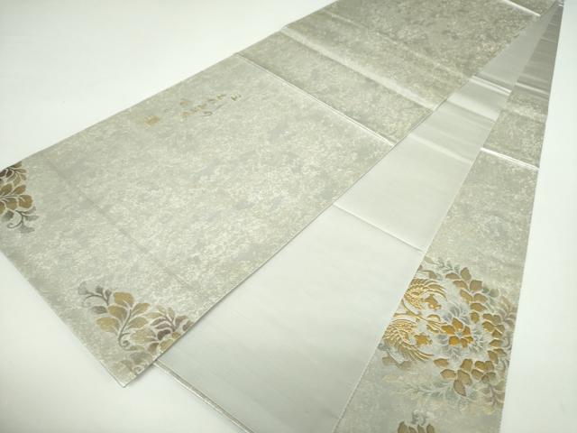 平和屋着物●金彩友禅作家　堤順三　太鼓柄袋帯　光彩?蒔絵　樹下向かい鳥花文　金銀彩　引箔　正絹　逸品　未使用　DAAX4878ps