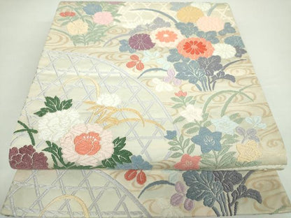 平和屋着物●六通柄袋帯　唐織　籬花文　金糸　正絹　逸品　DAAX4886ps