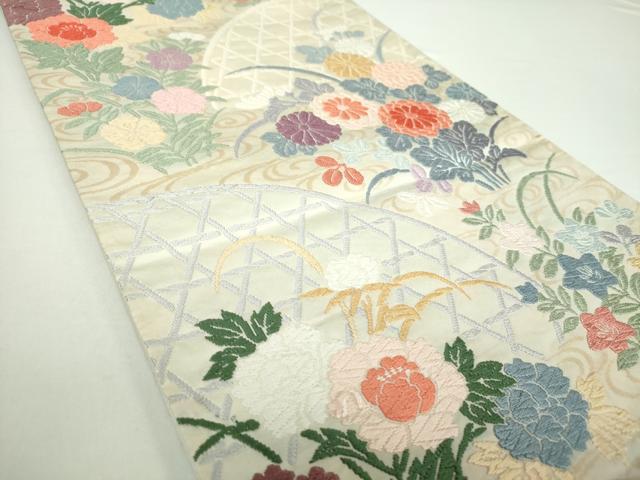 平和屋着物●六通柄袋帯　唐織　籬花文　金糸　正絹　逸品　DAAX4886ps