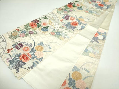 平和屋着物●六通柄袋帯　唐織　籬花文　金糸　正絹　逸品　DAAX4886ps