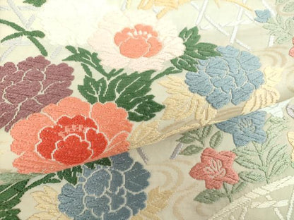 平和屋着物●六通柄袋帯　唐織　籬花文　金糸　正絹　逸品　DAAX4886ps