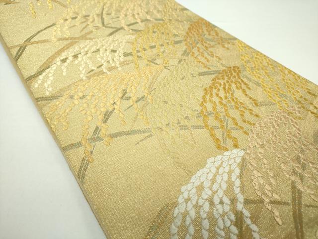 平和屋着物●綴れ　六通柄袋帯　作家物　稲穂　本金　正絹　逸品　DAAX4909ps