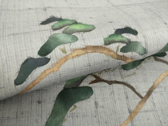 平和屋着物●九寸名古屋帯 生紬 和紙 松文 正絹 逸品 未使用 DAAX4946ps